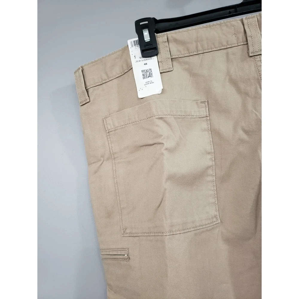 NEW Levi Strauss Signature BEIGE Utility Cargo Khaki Shorts Size 46 BIG & TALL
